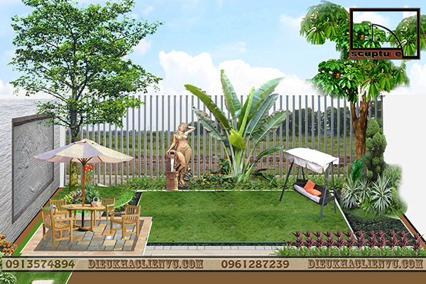 Tượng cô gái đổ nước đá nhân tạo cao cấp